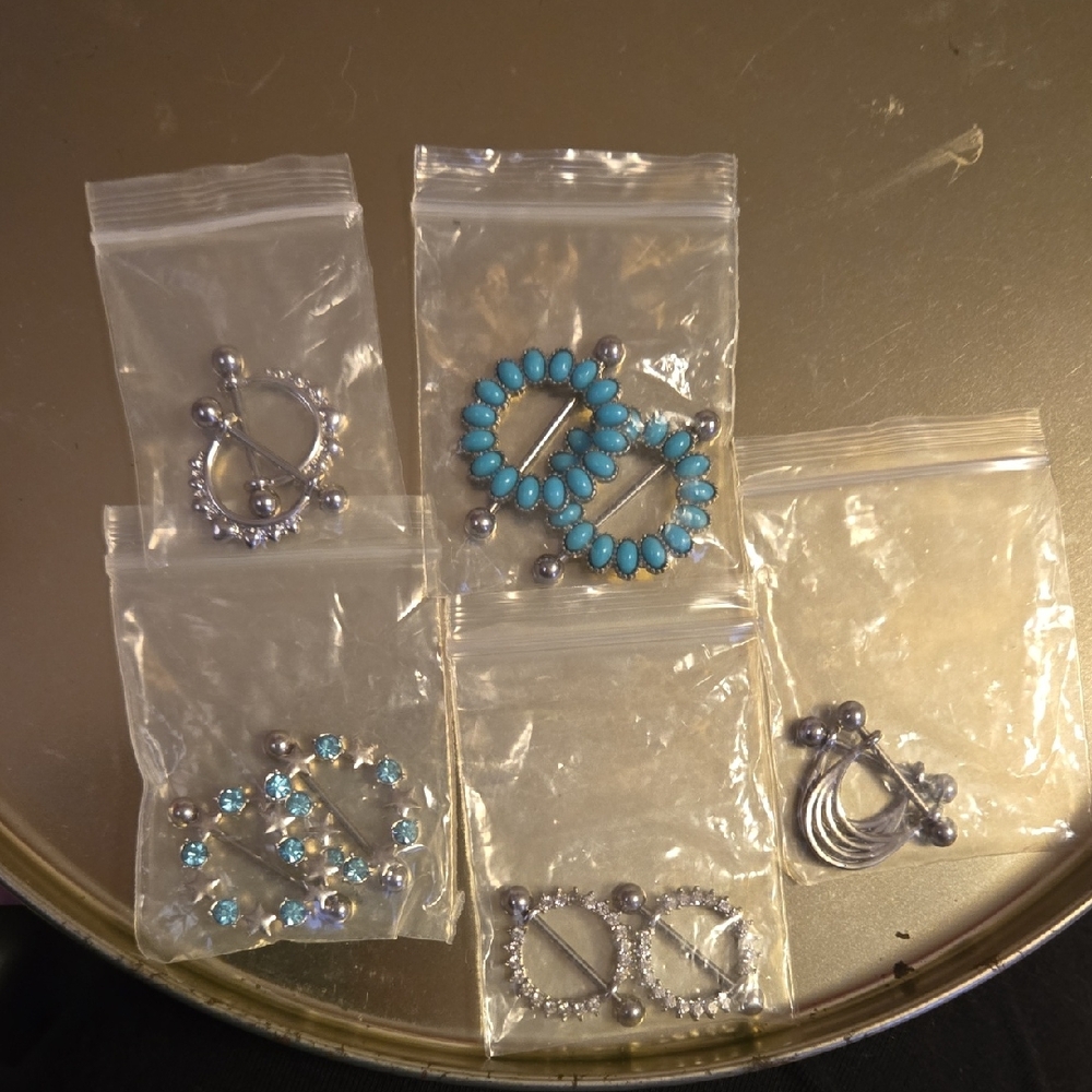 5 Pairs--Surgical Steel Nipple Rings